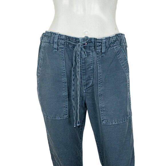 AMO size 26 Navy Twist Drawstring Pants ankle slip crop linen cotton - Picture 8 of 10